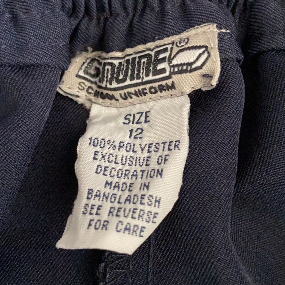 {VTG} Genuine School Uniform | Flat Front High Waist Wide Leg Pants Navy Blue 12